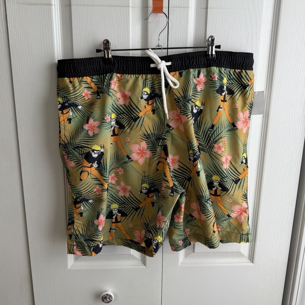 Naruto‎ Hawaiian Floral Character Swim Trunks Men's Size Large Beach Cruise NEW